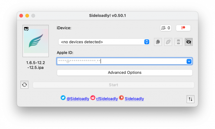 Sideloadly screenshot.