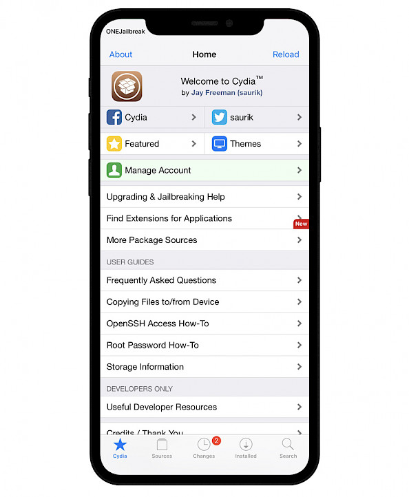 Cydia app iOS 11.4.1.