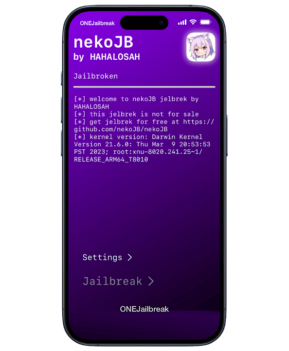 nekoJB Jailbreak for iOS 15.