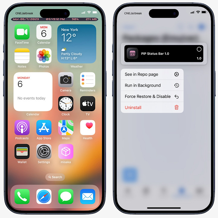 PiP Status Bar tweak screenshot.