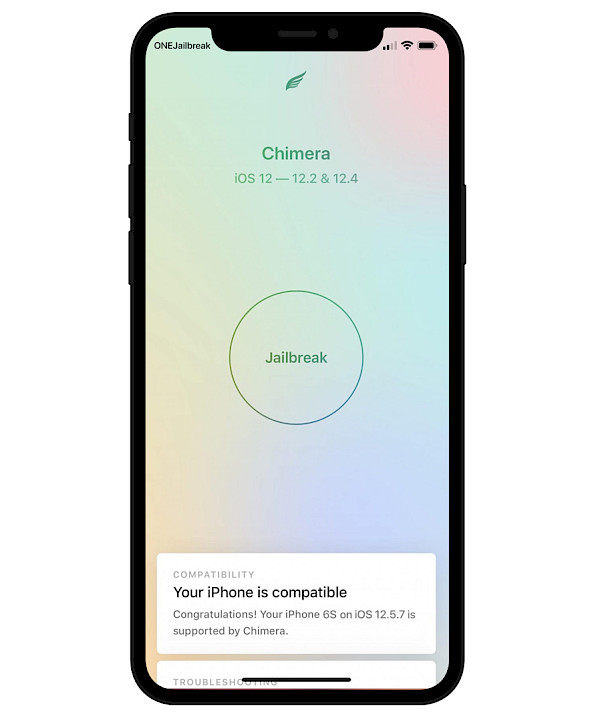 Chimera Jailbreak for iOS 12.5.7 app interface.