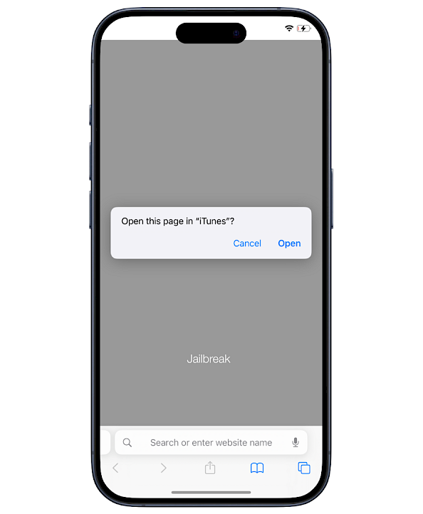 Open this page in the "iTunes" prompt