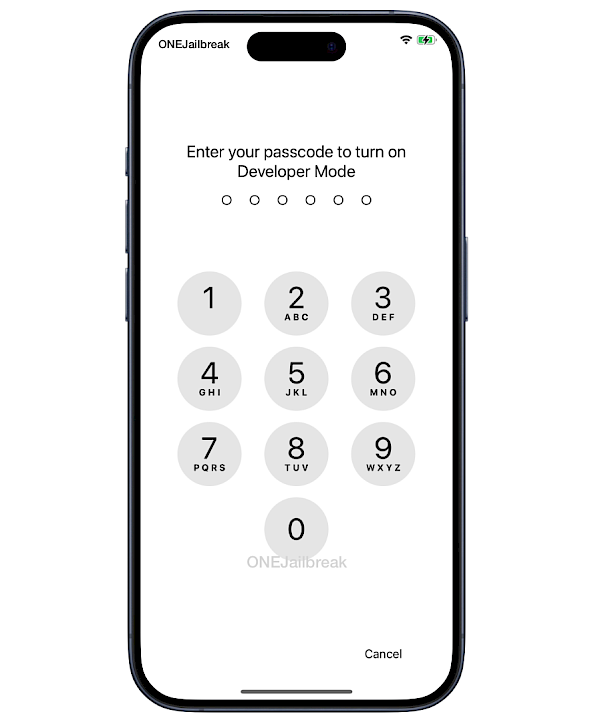 Enter your passcode to turn on Developer Mode.