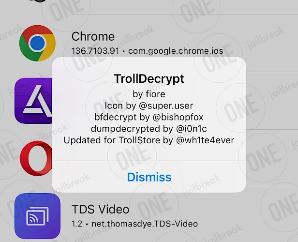 TrollDecrypt App running on iOS