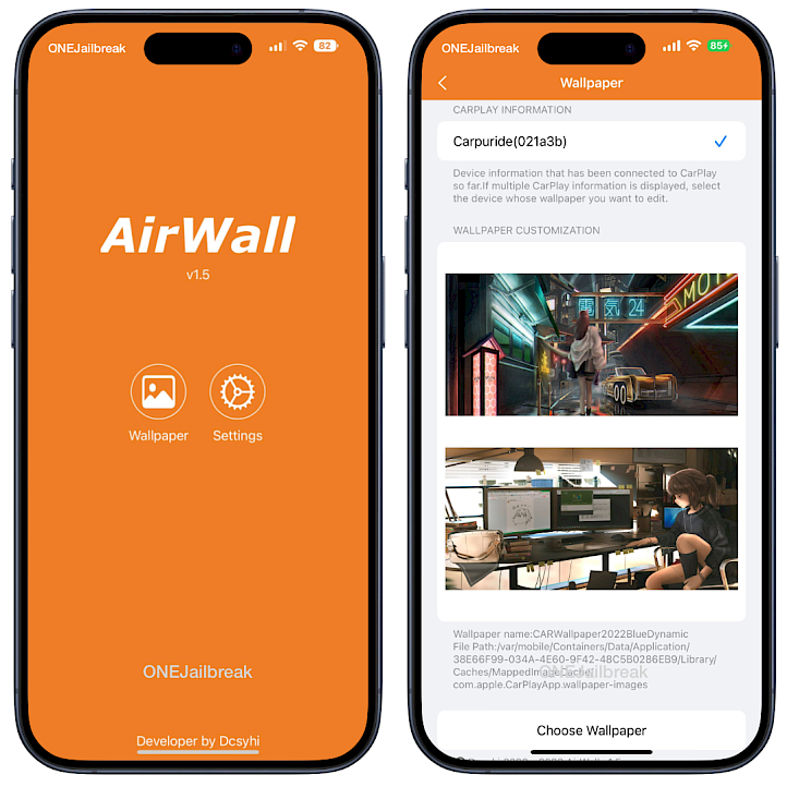 AirWall app interface on iOS 16.
