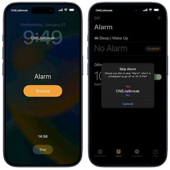 Screenshot of SleeperX jailbreak tweak for iOS.