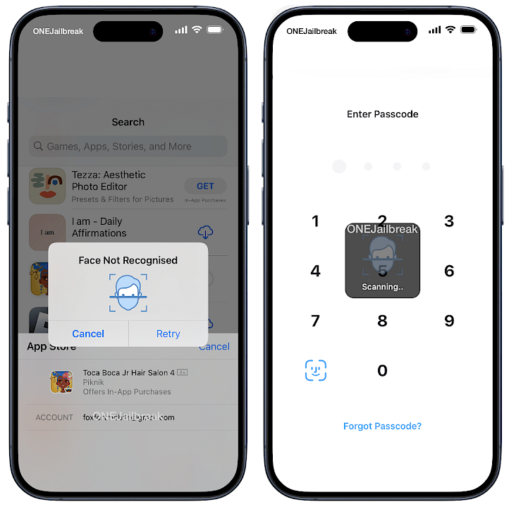 Vizage tweak Face authentication feature screenshot.