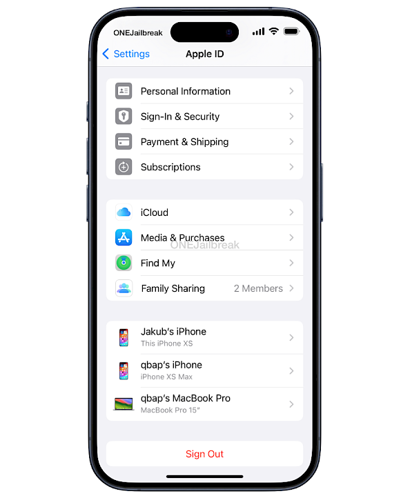 Find My in Settings app.