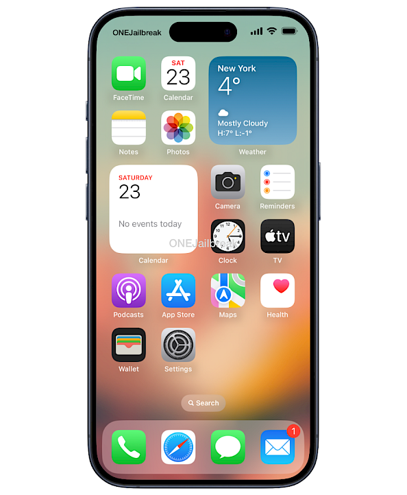 Home Screen showing Settings app.