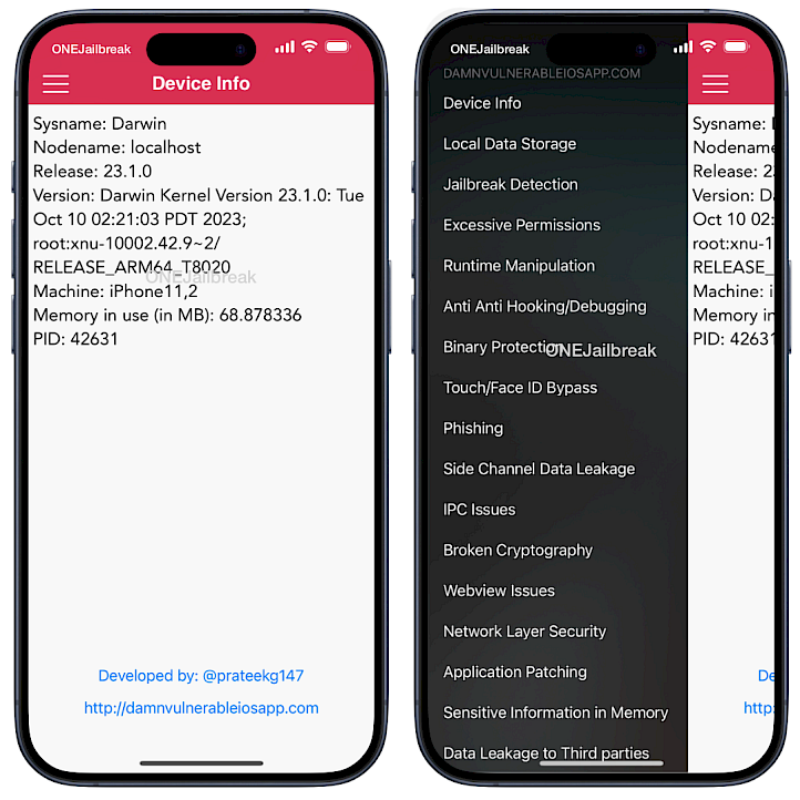 DVIA v2 app screenshot.