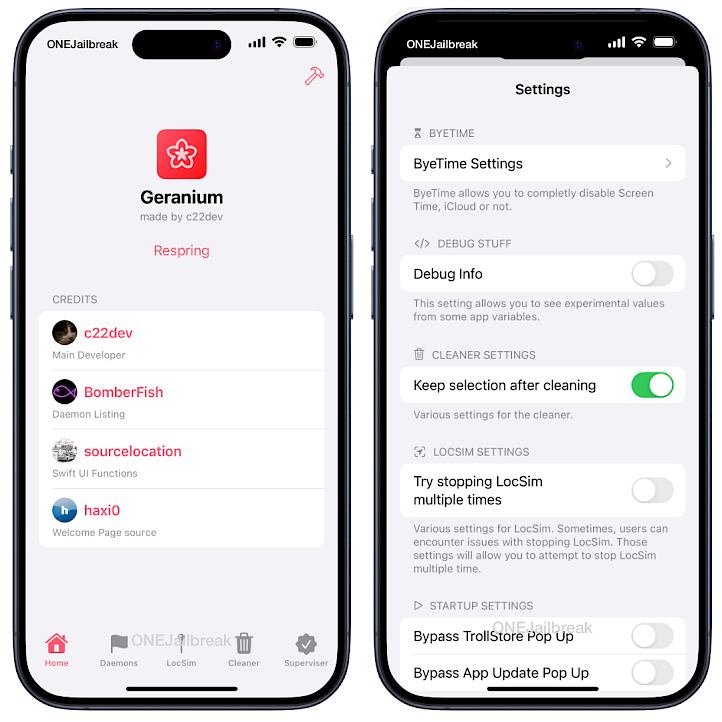 Geranium app screenshot.