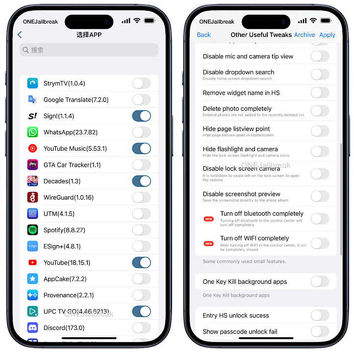 NiceBarX16 tweak settings screenshot.