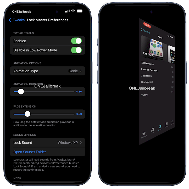 Screenshot of Lock Master preferences in Settings app.