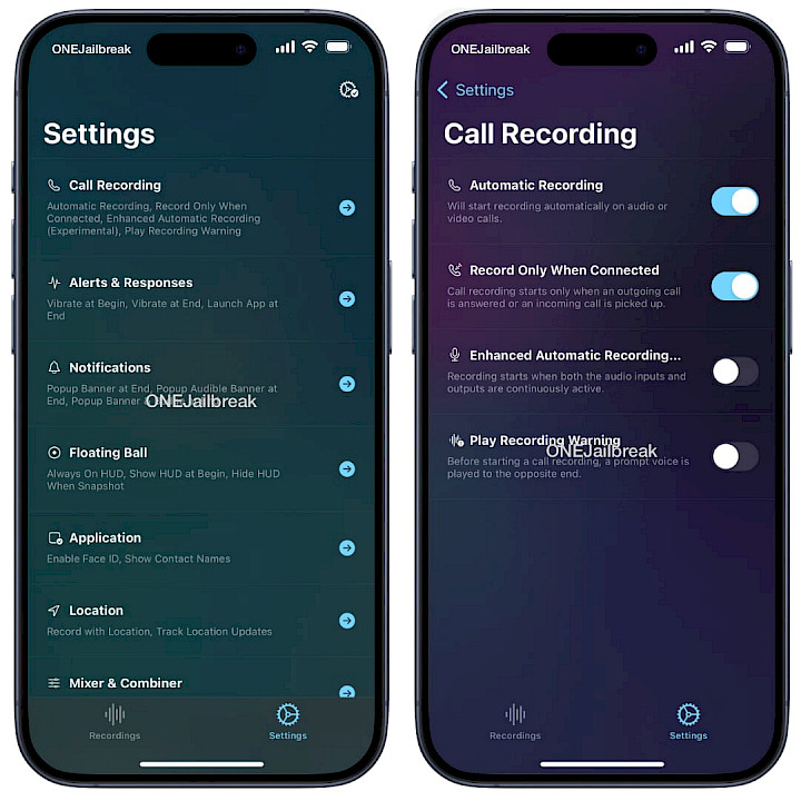 TrollRecorder Settings screenshot.