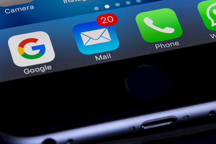 Photo of Mail app icon on iPhone.