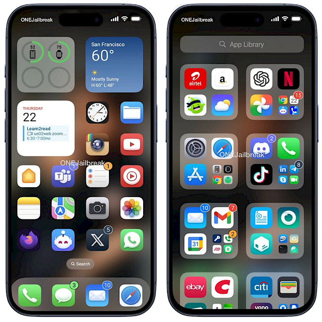 Tinge tweak running on the Home Screen and in App Library.