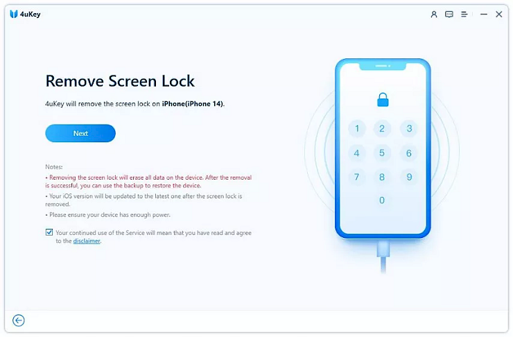 Remove Screen Lock using Tenorshare 4uKey.