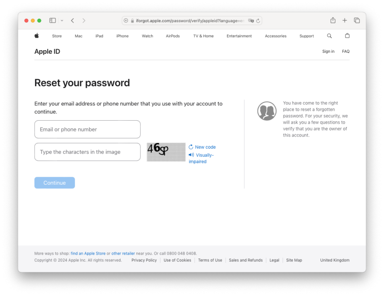 iForgot webiste screenshot.