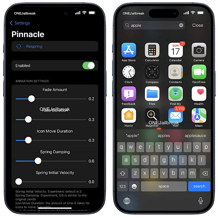 Screenshot of Pinnacle tweak preference pane.