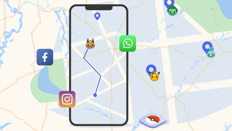 Promotion image of Fake Location on iPhone – no PC article.