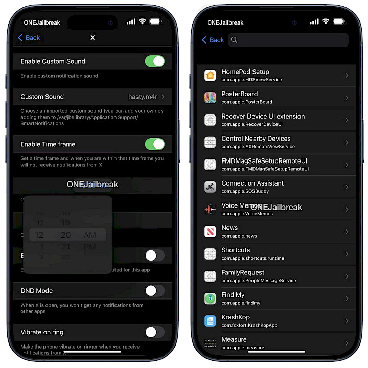 Screenshot of SmartNotifications iOS 16.