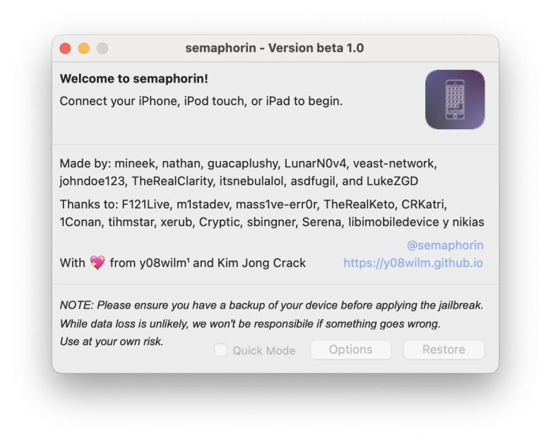 Screenshot of Semaphorin App on macOS.