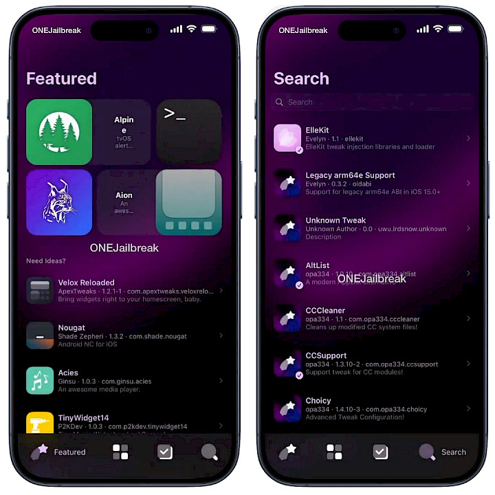 Screenshot of PurePKG Package Manager for iOS.