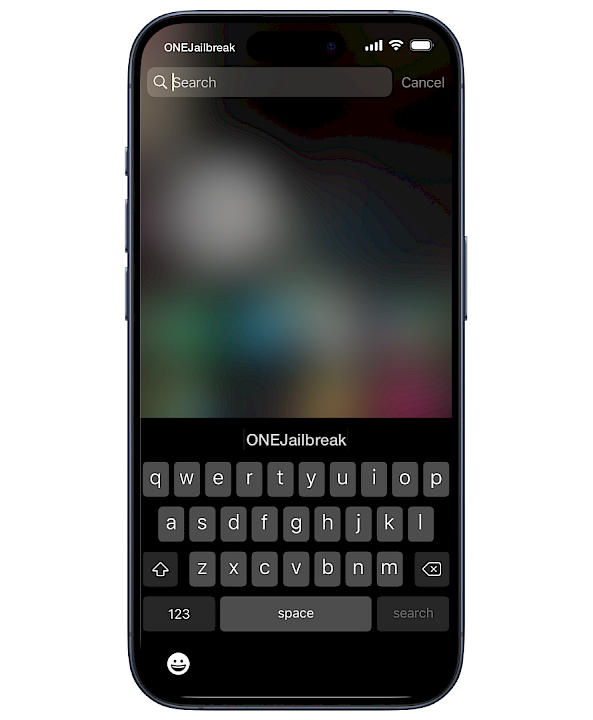 Screenshot of OLED keyboard on iPhone.