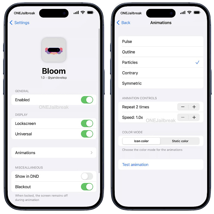 Screenshot of Bloom tweak preference pane.