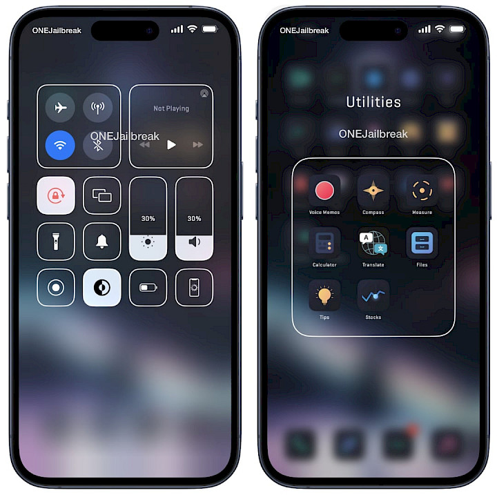Screenshot of Misaki custom Control Center and Folder settings.