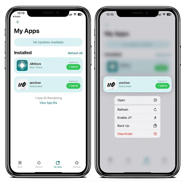 Screenshot of AltStore.