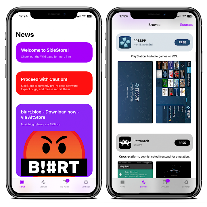 Screenshot of SideStore.