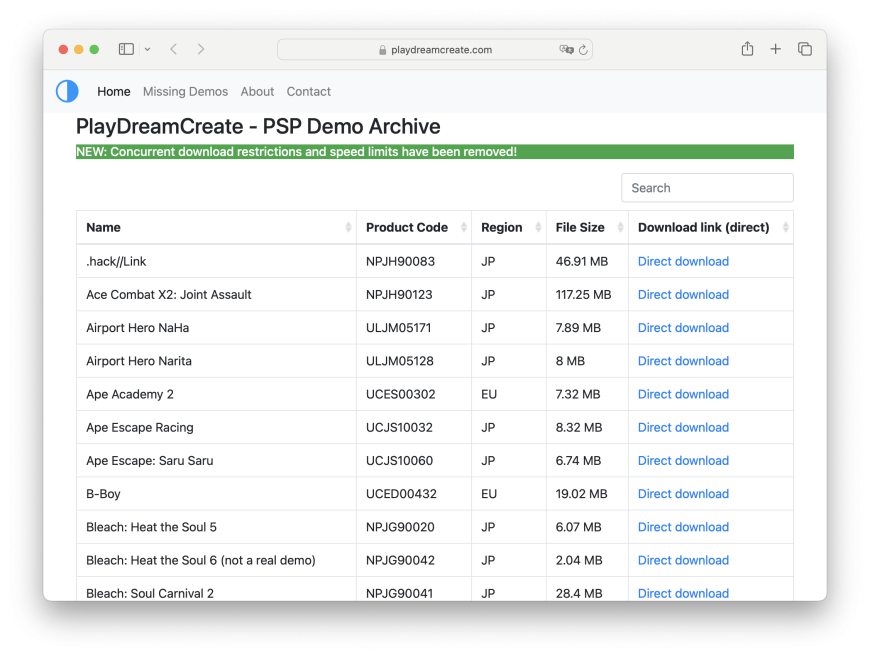 Screenshot of PlayDreamCreate webiste in 2024.