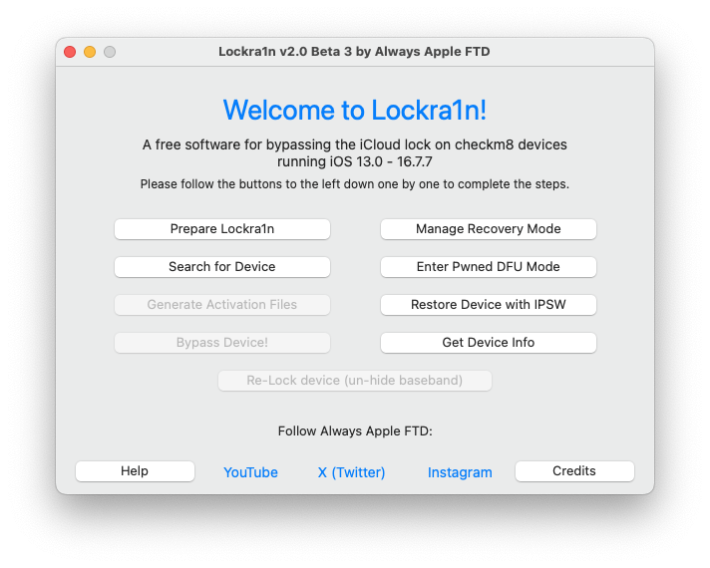 Screenshot of Lockra1n by Always Apple FTD.