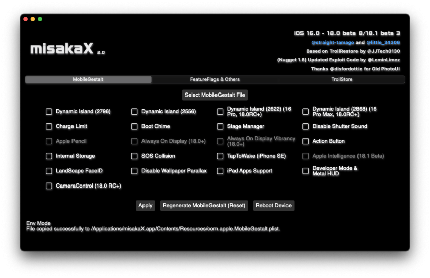 misakaX application for macOS.