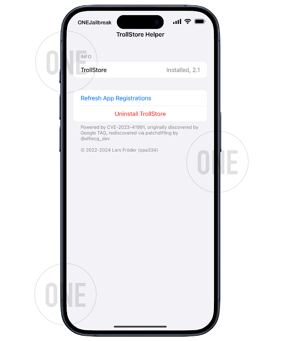 Install TrollStore on iOS 17.0 via TrollStore Helper.