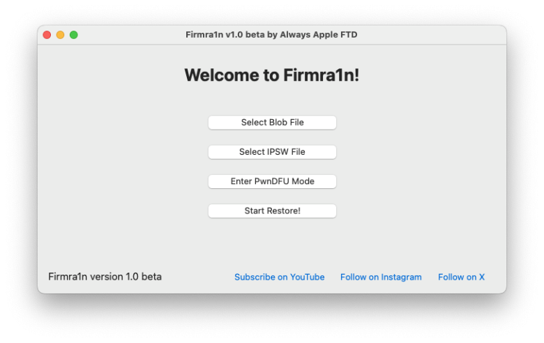 Screenshot of Firmra1n app.
