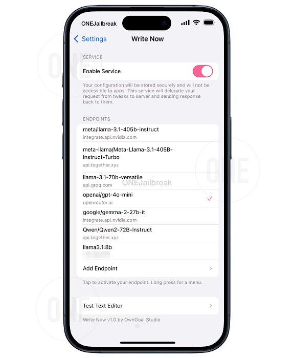 Write Now Lite Settings Screenshot.