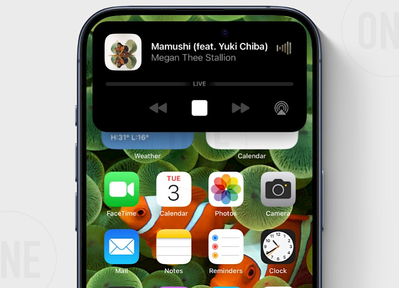 Dynamic Island enabled with Nugget on iOS 17.0 – iPhone XS Max.
