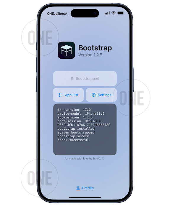 RootHide Bootstrap app installed on iOS 17.0.