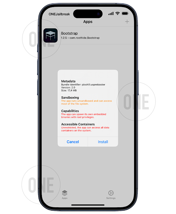 Installing Bootstrap with TrollStore on iOS 17.0.