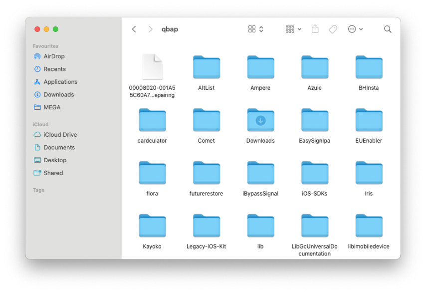 Files app showing the Home folder.