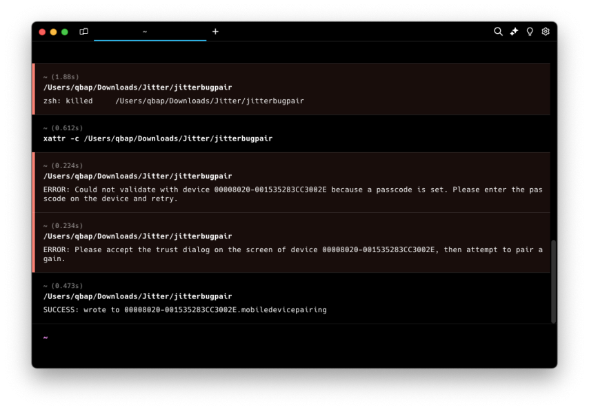 jitterbug running in the terminal app on macOS.