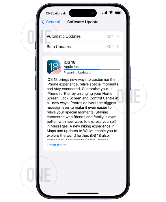Preparing iOS 18 update.