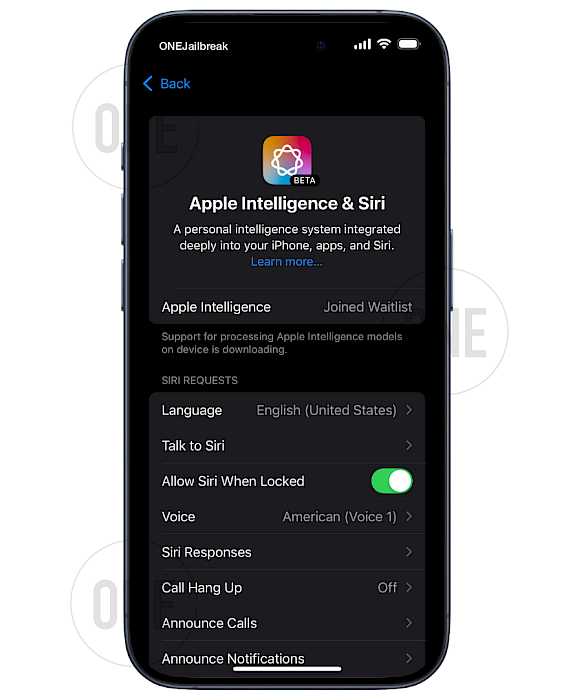 Enable Apple Intelligence on iOS 18.1.