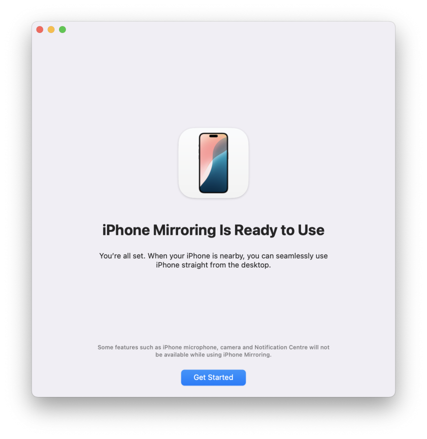 iPhone Mirroring is Ready to Use.