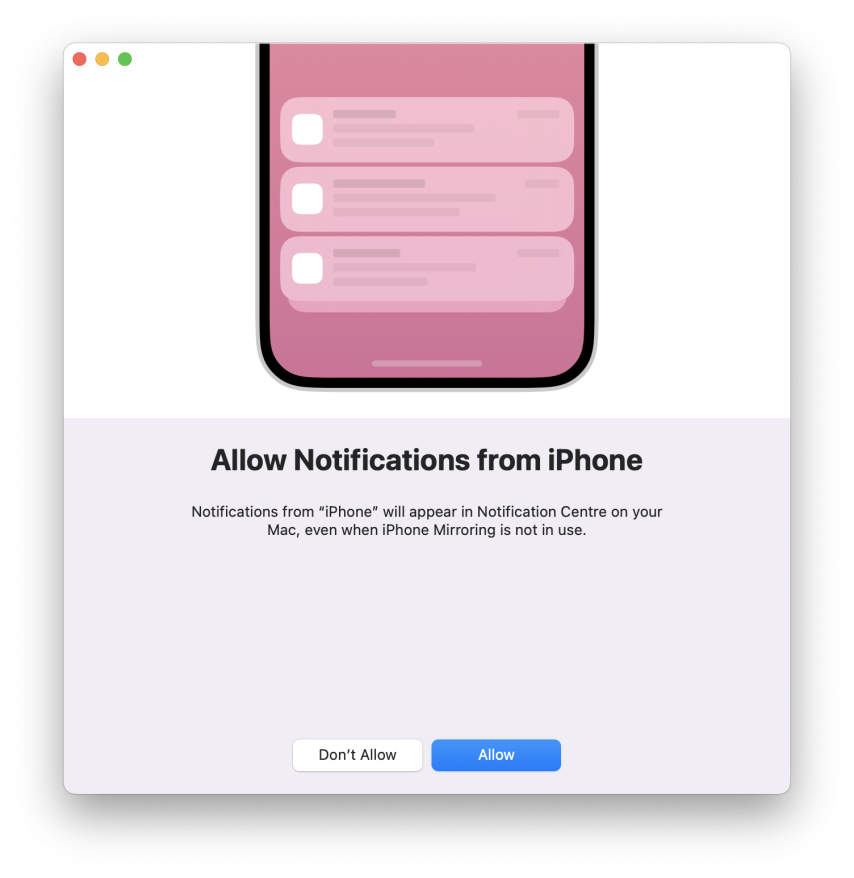 iPhone Mirroring Notifications