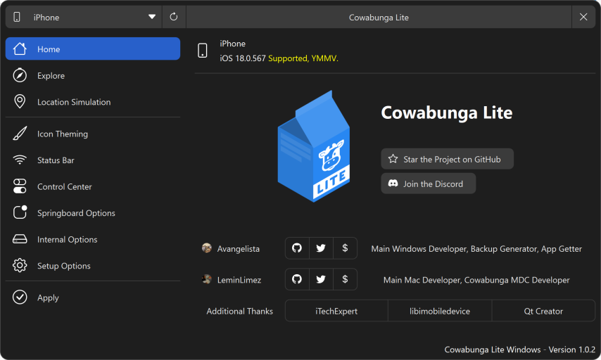 Cowabunga Lite for Windows.