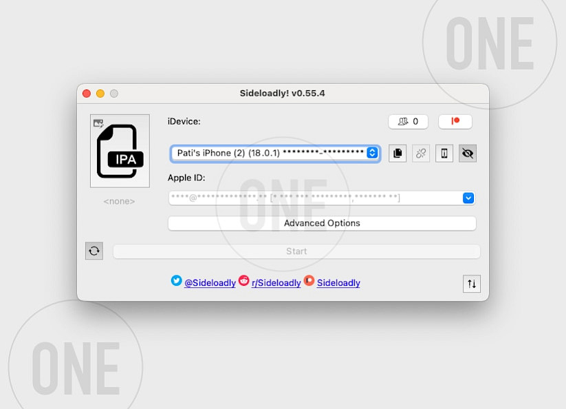 Open Sideloadly app and select your iPhone from the List.
