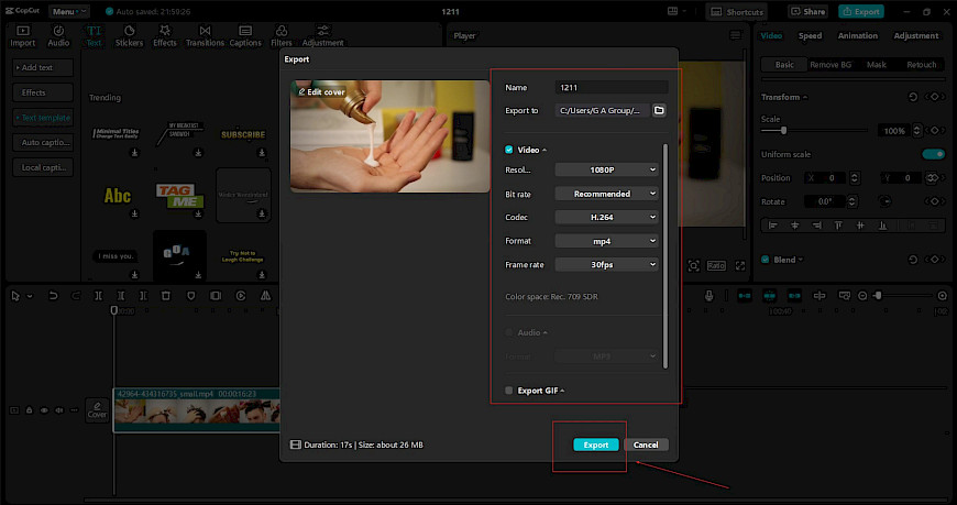 Export in High Quality